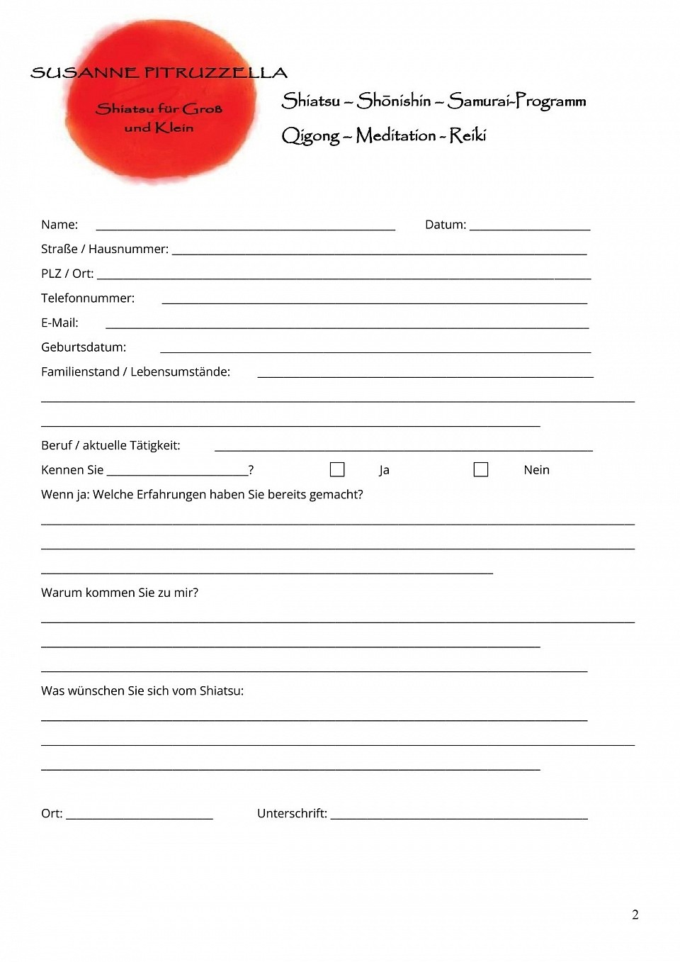 Klientenfragebogen S. 1.