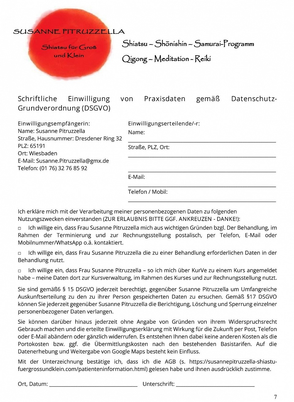 Formular Datenschutz.