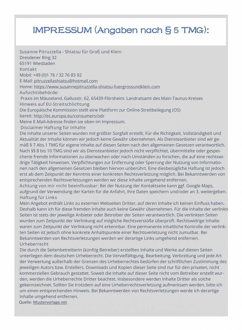 Impressum nach § 5 TMG.