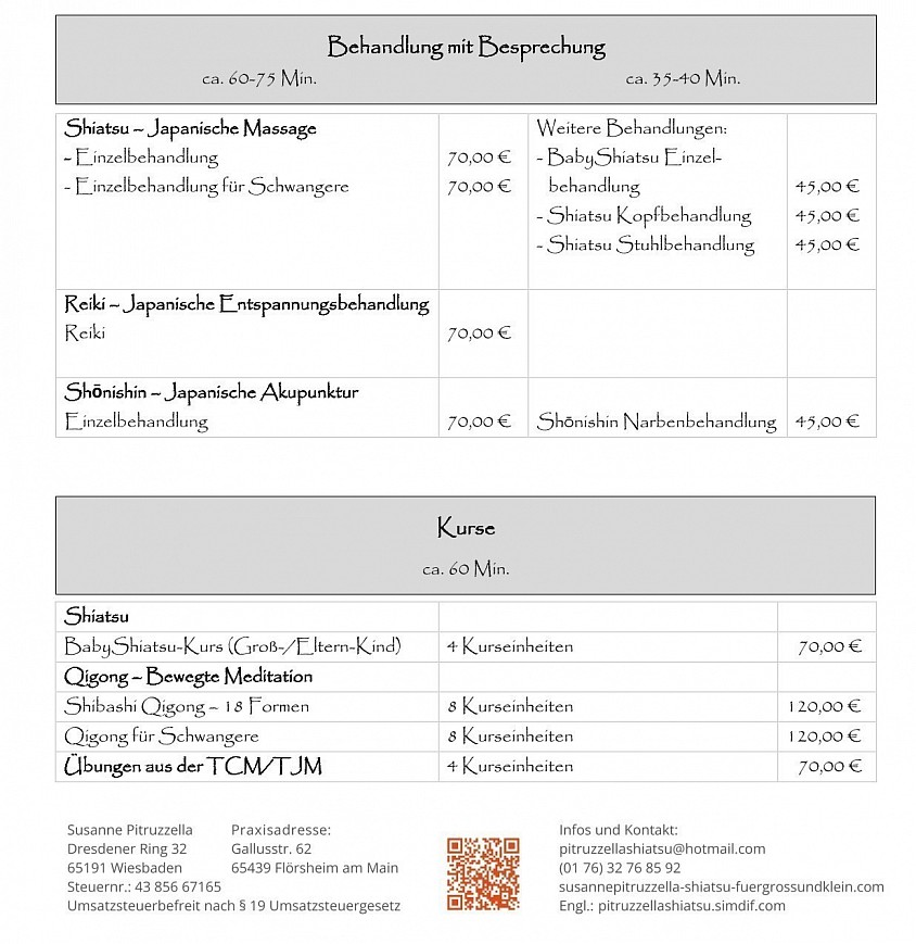 Preisliste* - Susanne Pitruzzella - Shiatsu für Groß und Klein.